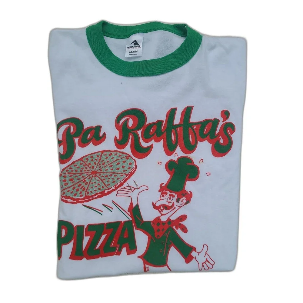 Vtg Pa Raffas Pizza Ringer t-shirt - Picture 2 of 8